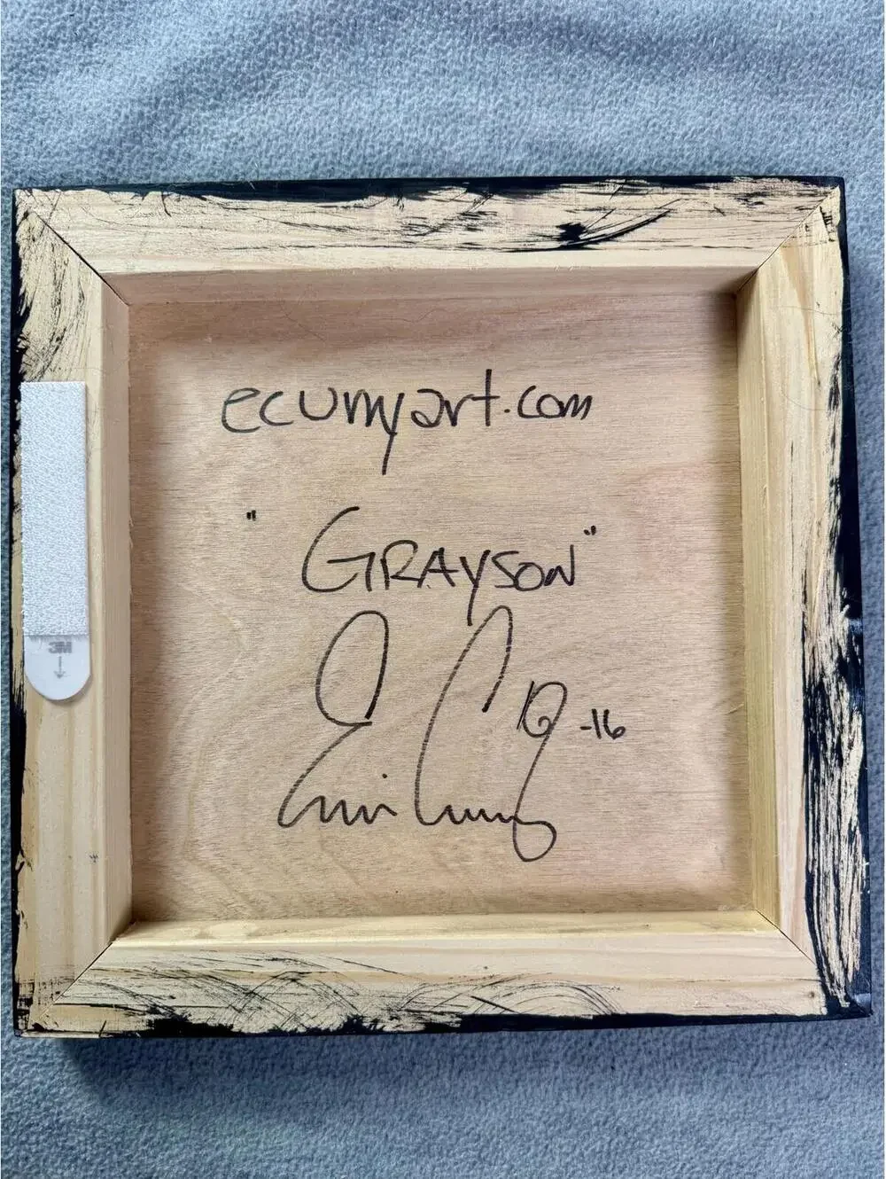 ecurry art bird collage wood panel signed grayson‎ mixed media 10x10